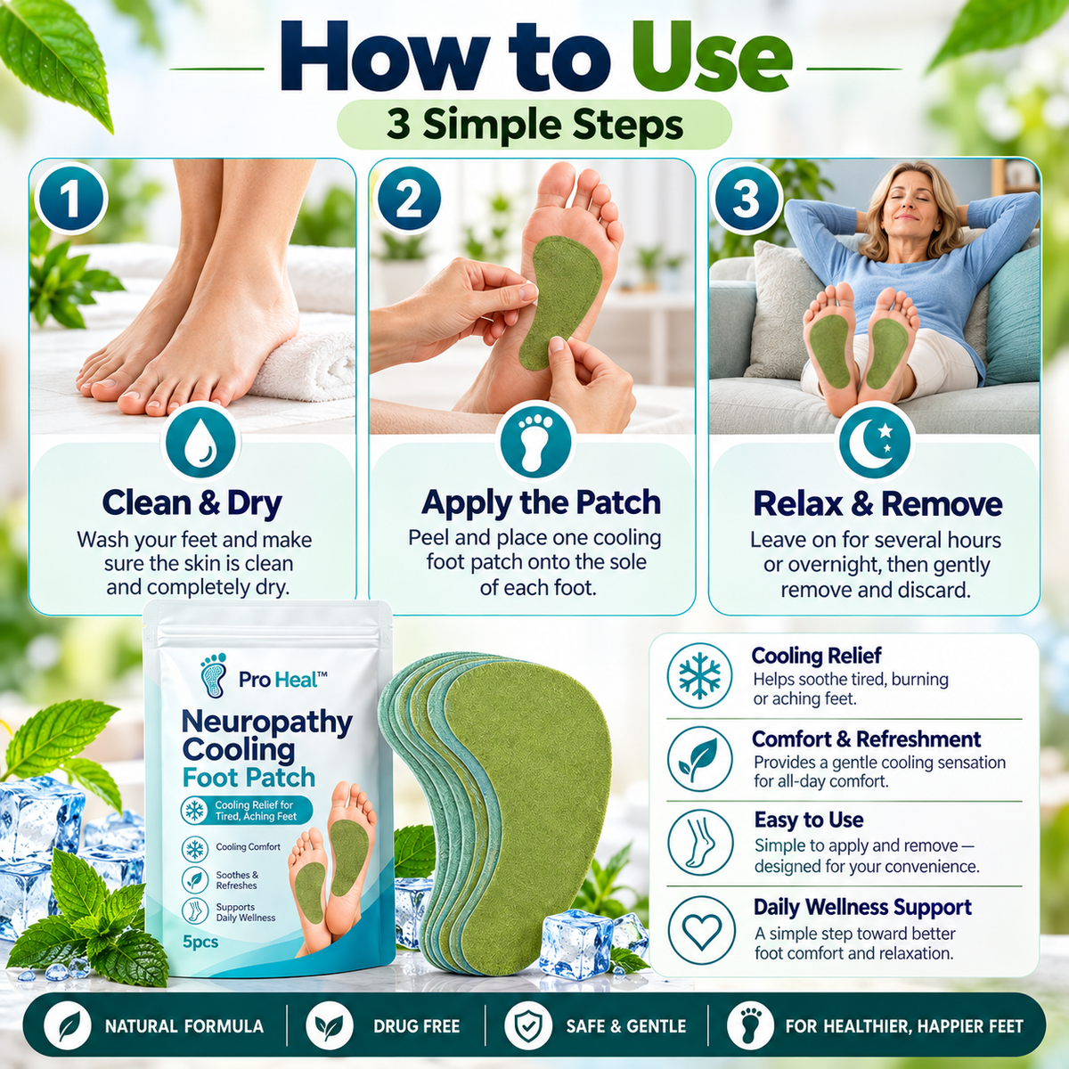 Pro Heal™ Cooling Foot Patch (Buy 1 get 1 Free)